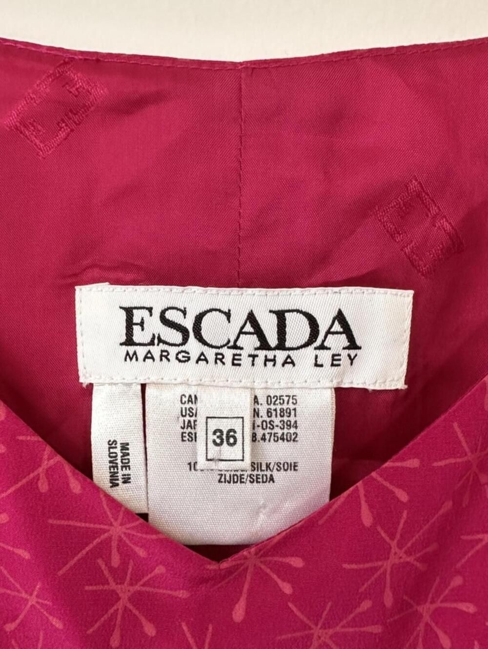 Vintage Escada Margaretha Ley Silk Tank Top EU 36 Pink Starburst Print - Picture 5 of 14